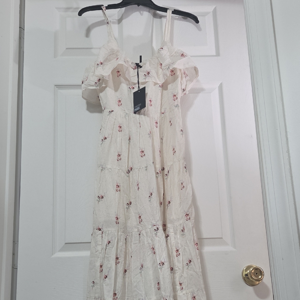 PAIGE Cream Floral Dress with Ruffle Accents